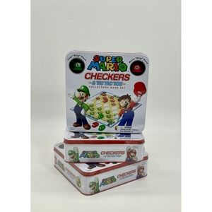 Super Mario Checkers & Tic Tac Toe Combo in Tin 2018 Date Nintendo Fun Gift